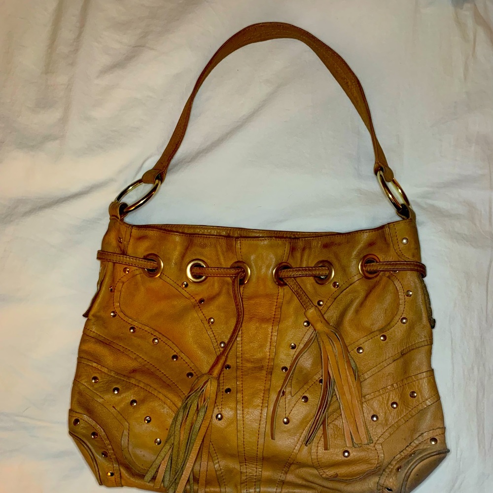 Bulga leather cognac shoulder bag